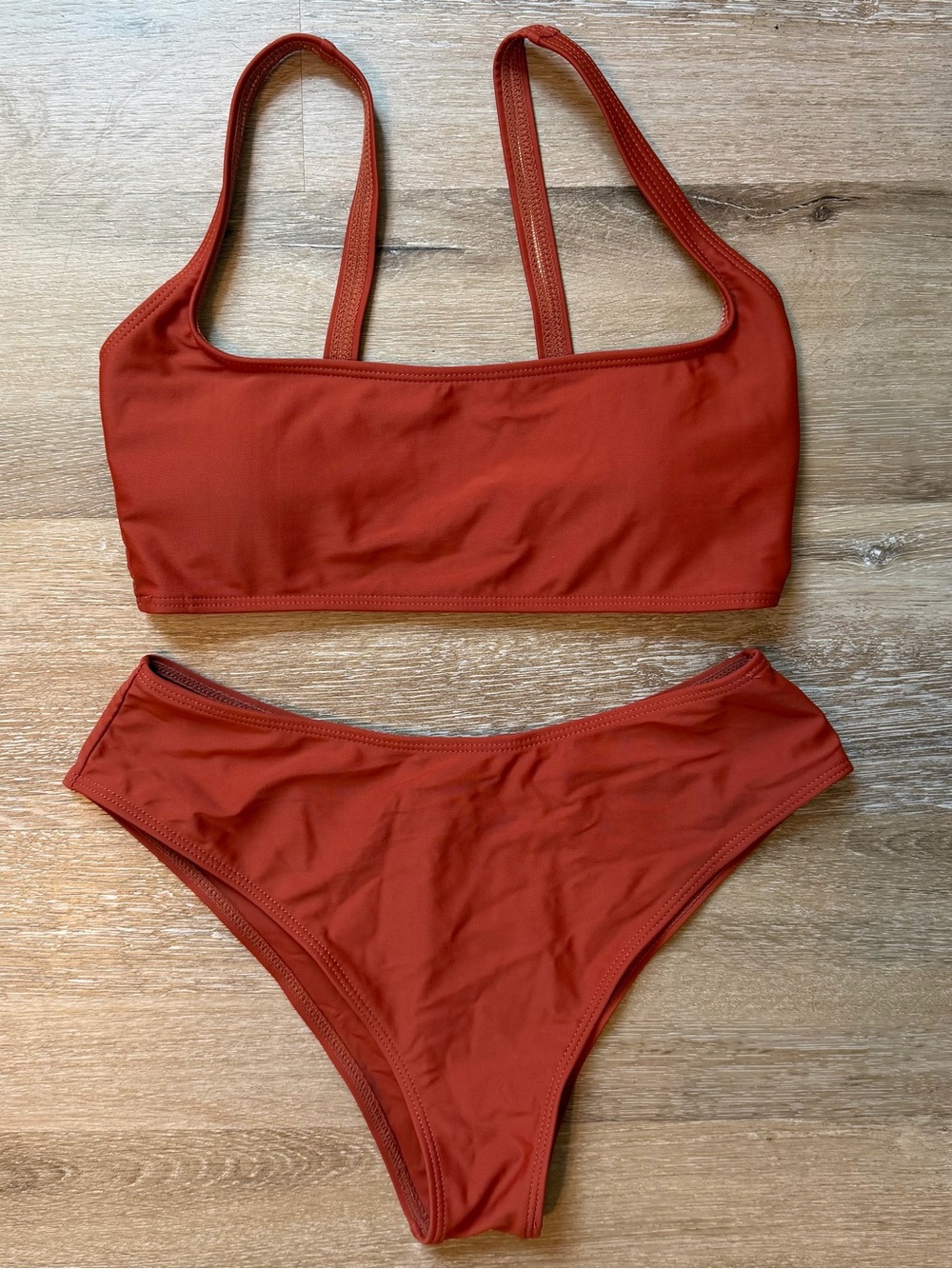 SHEIN Rust Orange Square Neck Bikini Set